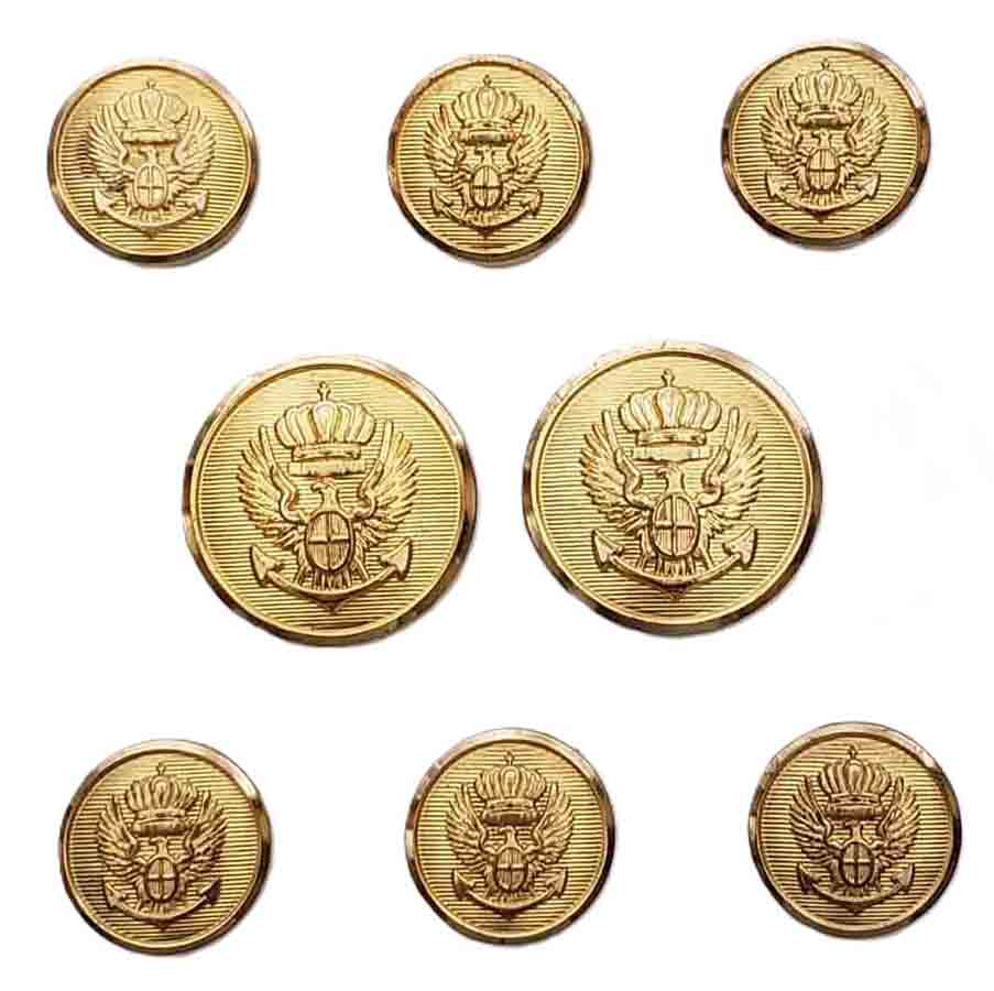 Vintage Waterbury Blazer Buttons Set Gold Brass Crown Eagle Anchor G1S Men's