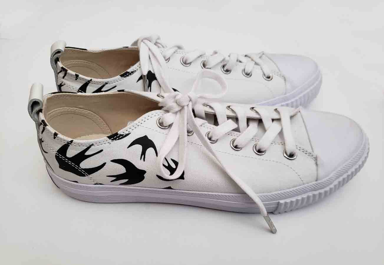 Alexander McQueen Sneakers Black White Swallow Swarm Pattern Men's Size 9M US