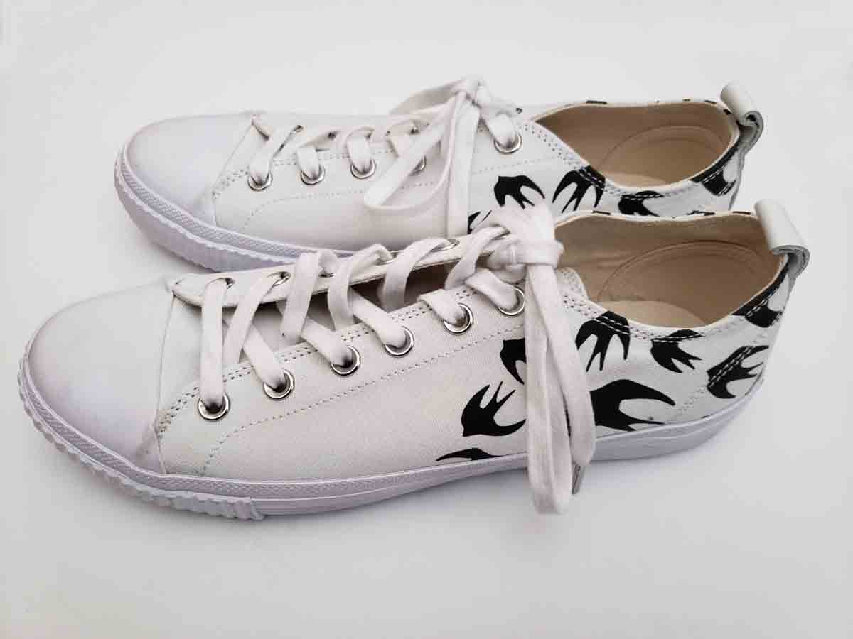 Alexander McQueen Sneakers Black White Swallow Swarm Pattern Men's Size 9M US