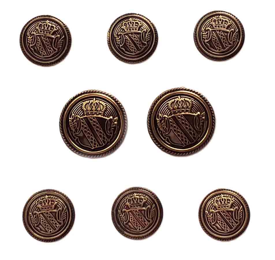 Vintage Palm Beach Blazer Buttons Set Crown Shield Antique Gold Brown Brass D6M Men's