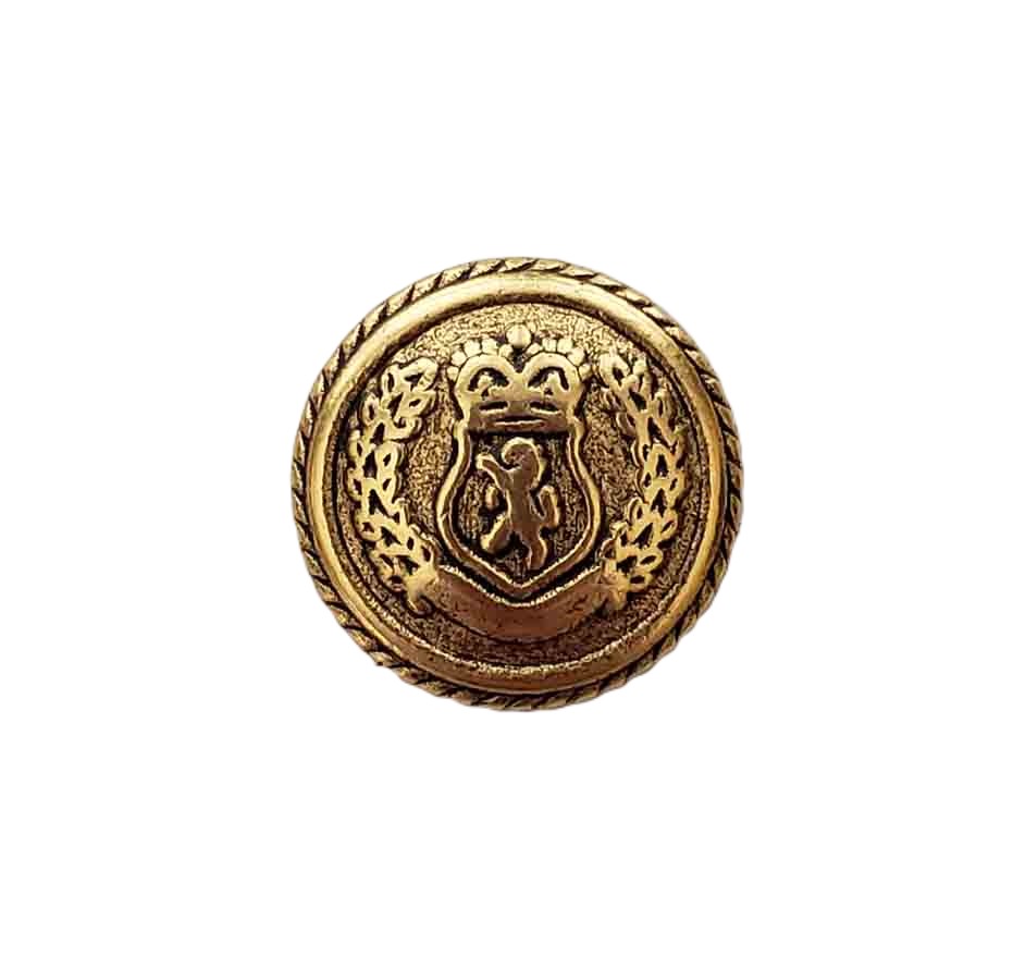 One Vintage Austin Reed Single Blazer Button Gold Brass Crown Rampant Lion Shield Men's