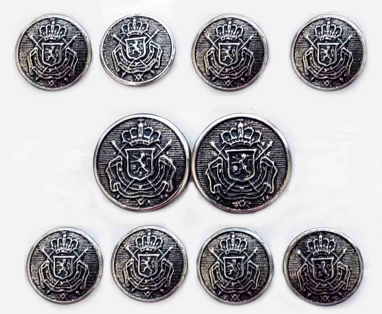 Vintage Meeting Street Blazer Buttons Belgium Crest Heraldic Metal Gray Silver Men's