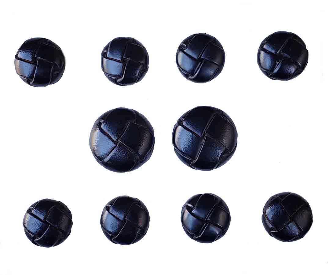 Vintage Savile Row Leather Covered Blazer Jacket Buttons Set Black Men's