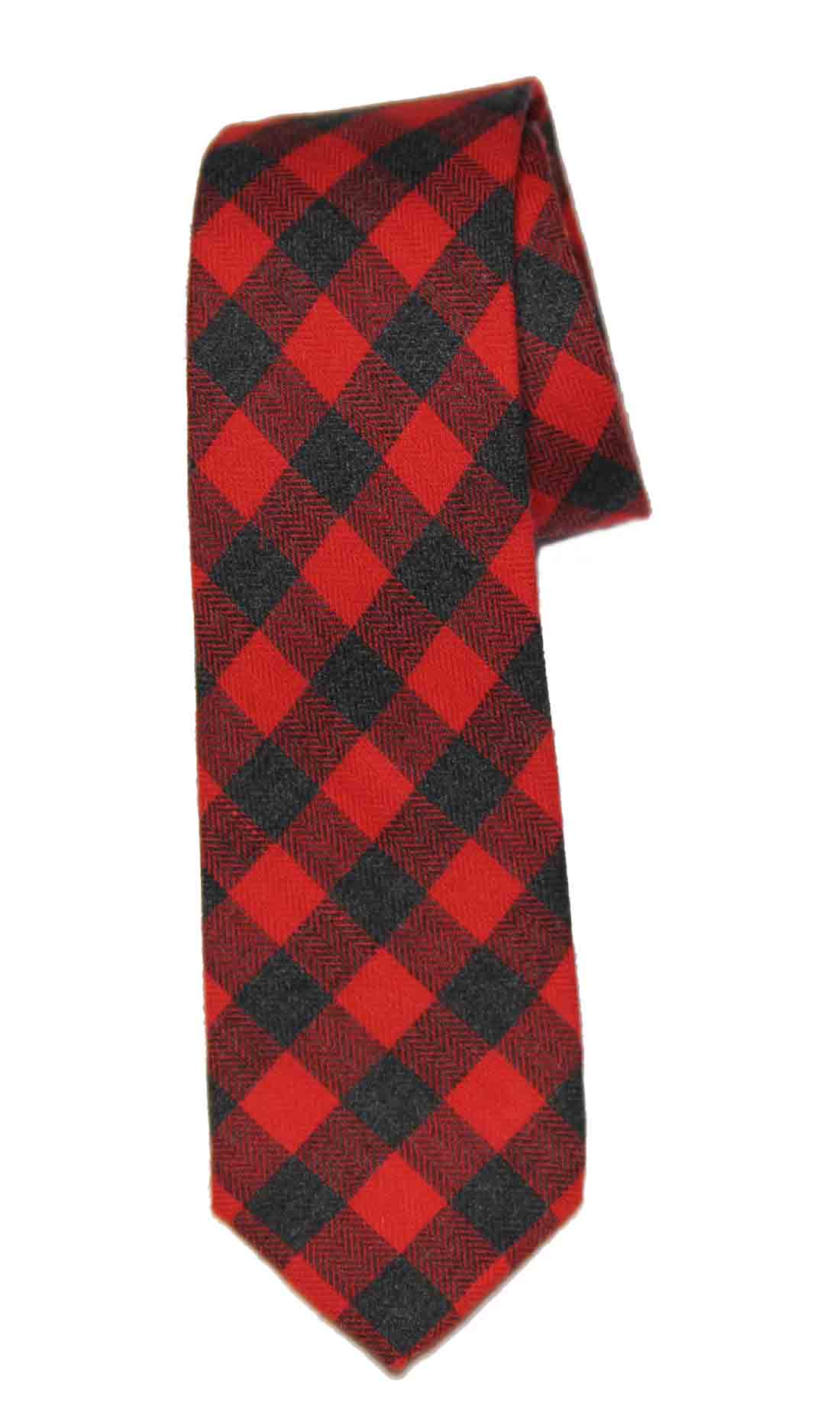 Gascoigne Tie Buffalo Check Pattern Red Black Cotton Men's