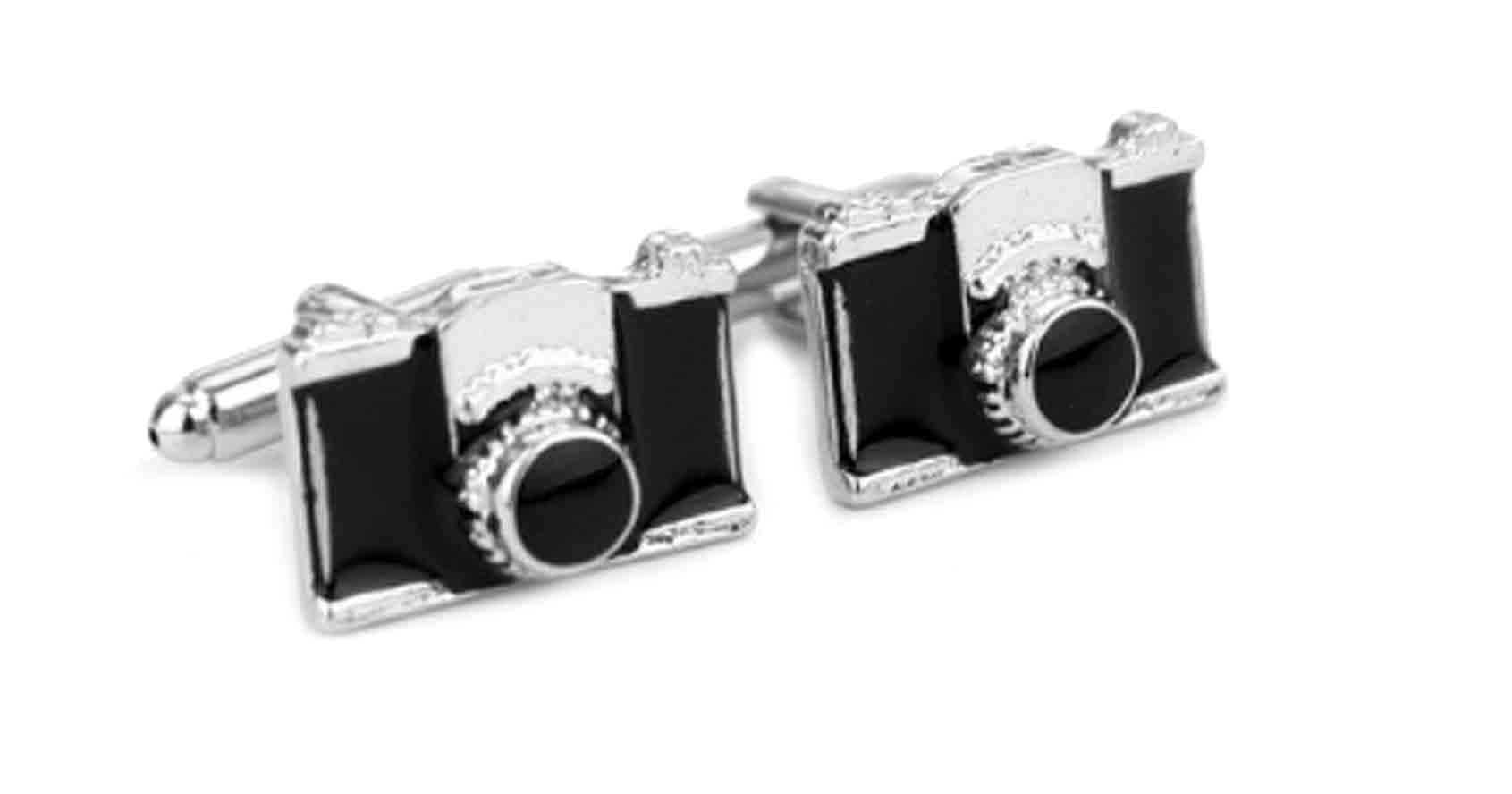 Gascoigne Cufflinks Repro Retro Camera Cufflinks Silver Black Men's