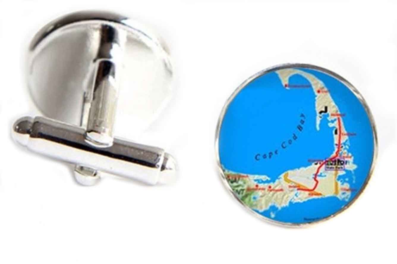 Gascoigne Cape Cod Map Cufflinks Silver Alloy Men's