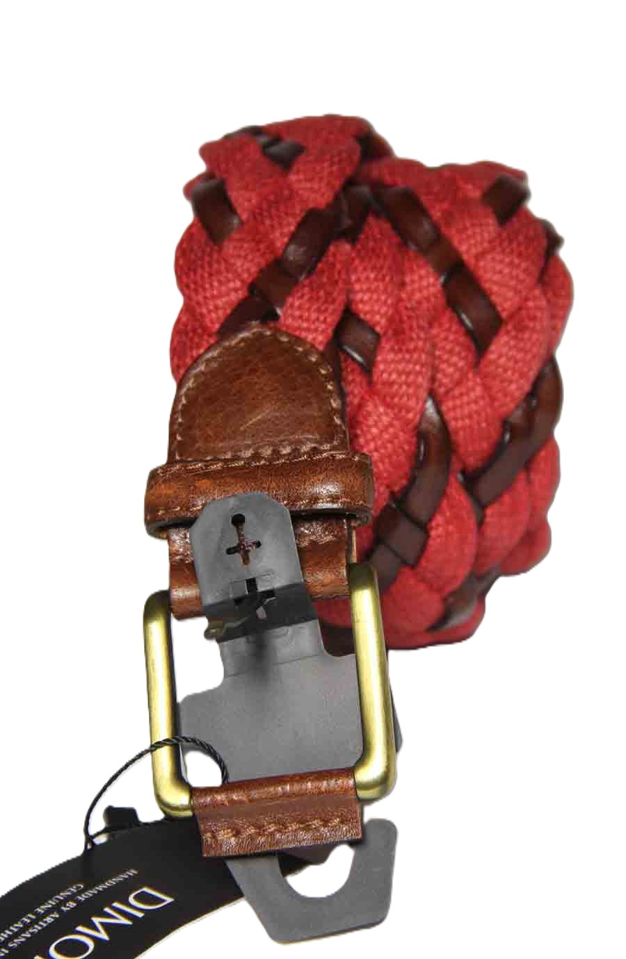 Dimoni Spain Handmade Leather and Fabric Braided Belt Men's Size 36