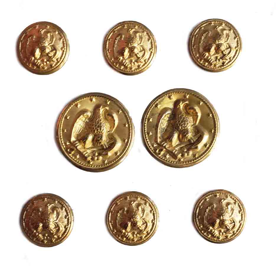 Vintage Eisen Military Style Eagle Anchor Stars Brass Patriotic Blazer Buttons Set 9H1 Men's