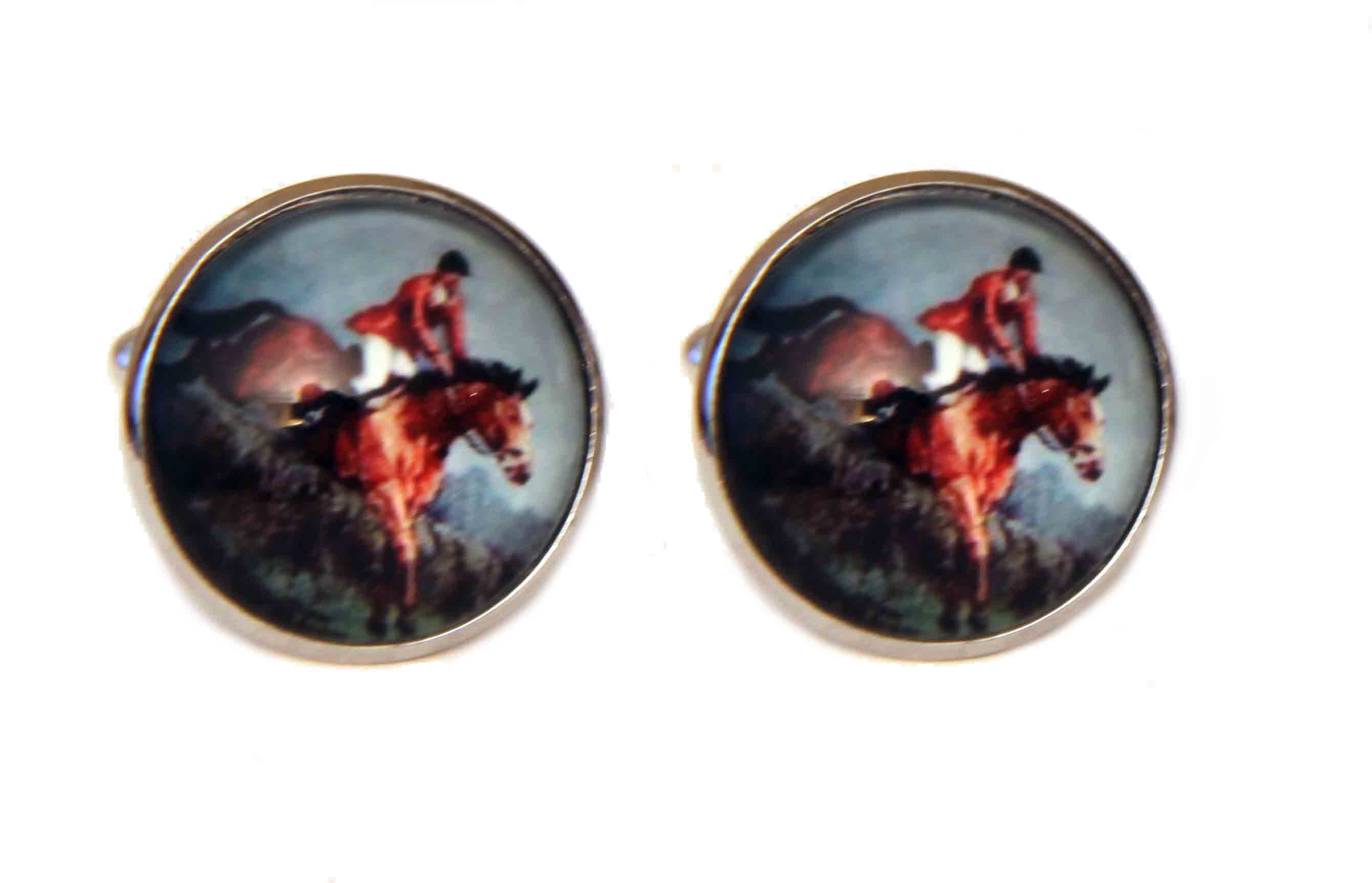 Gascoigne Fox Hunt Cufflinks Silver Metal Alloy Men's