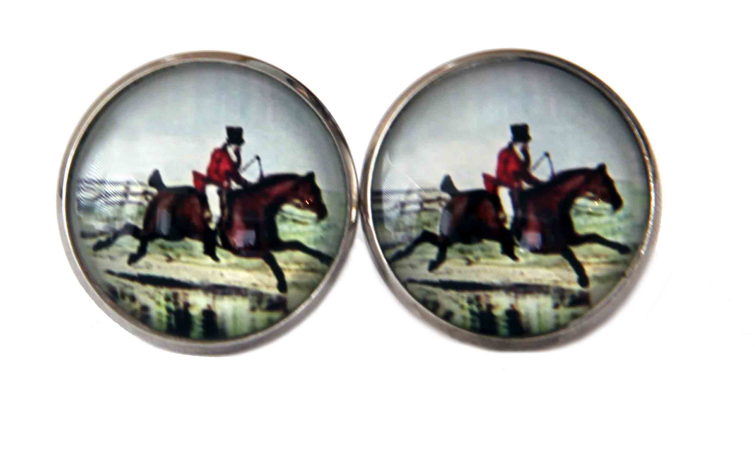 Gascoigne Cufflinks Fox Hunter Silver Metal Alloy Men's