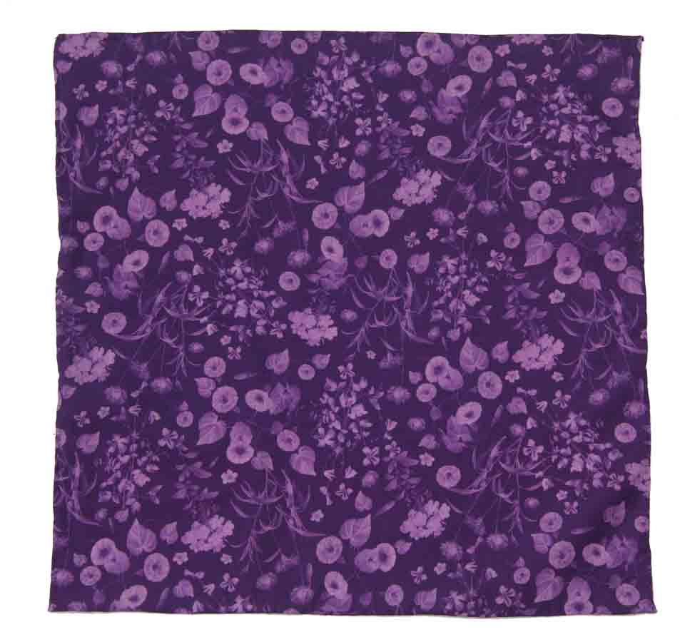Gascoigne Hand Stitched Italian Cotton Pocket Square Purple Floral Men's
