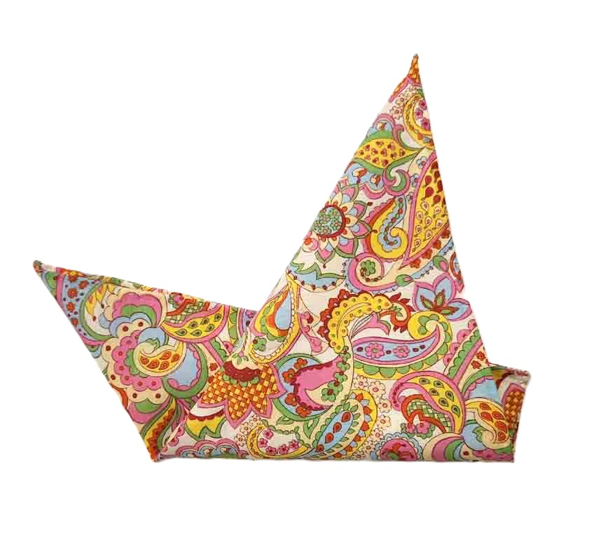 Gascoigne Hand Stitched Pocket Square Tana Lawn Italian Cotton Paisley Men's