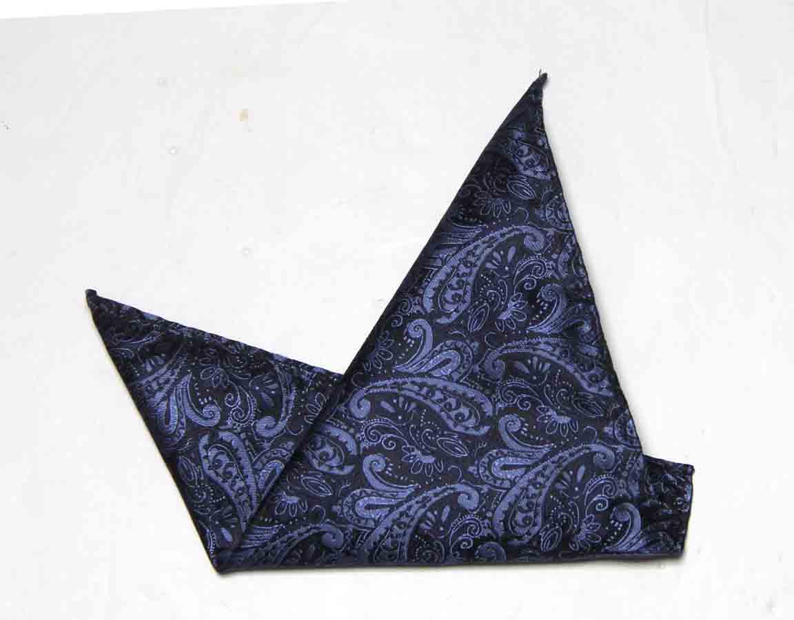 Gascoigne Pocket Square Navy Blue Black Paisley B7R Men's Gascoigne Pocket Square Navy Blue Black Paisley B7R Men's
