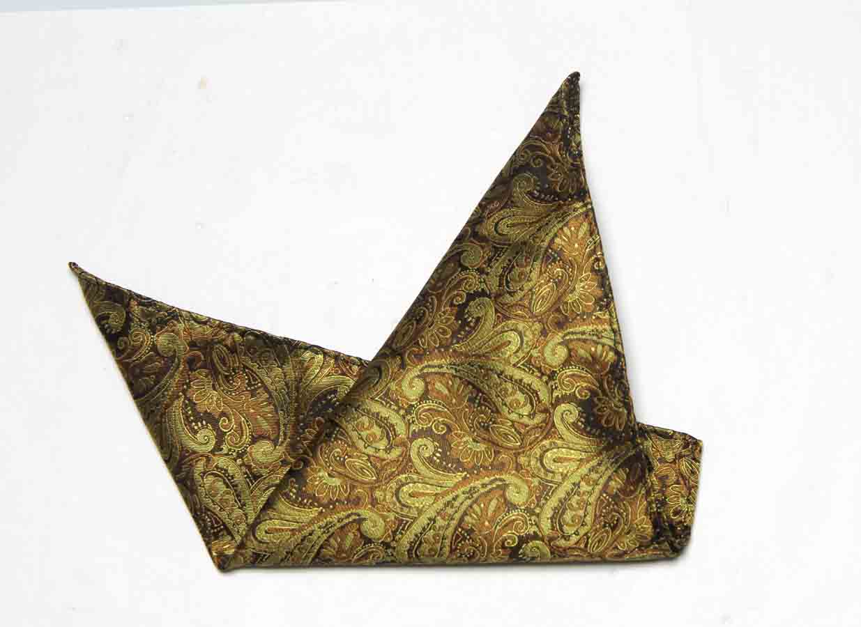 Gascoigne Pocket Square Gold Brown Paisley B7R Men's Gascoigne Pocket Square Gold Brown Paisley B7R Men's
