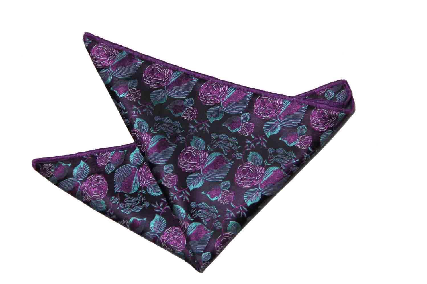 Gascoigne Floral Pocket Square Purple Green Brown Men's