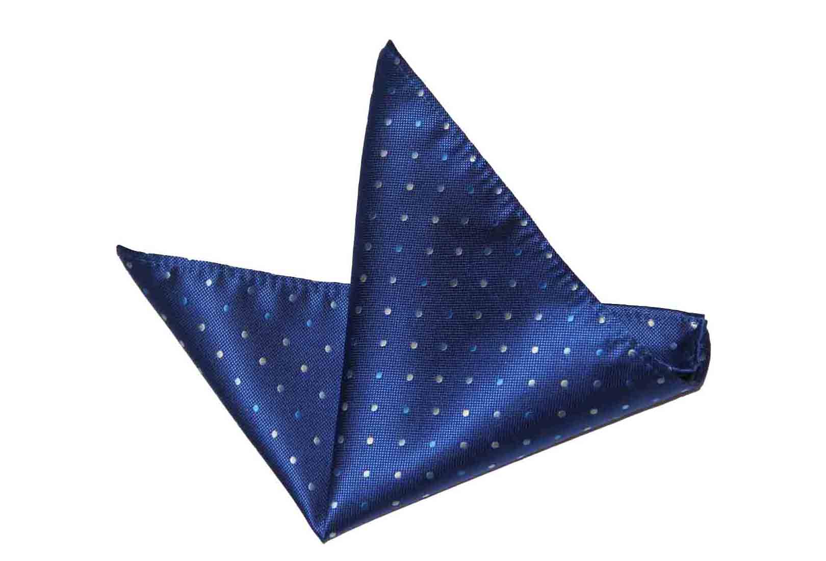 Gascoigne Pocket Square Navy Blue White Polka Dot Silk Men's