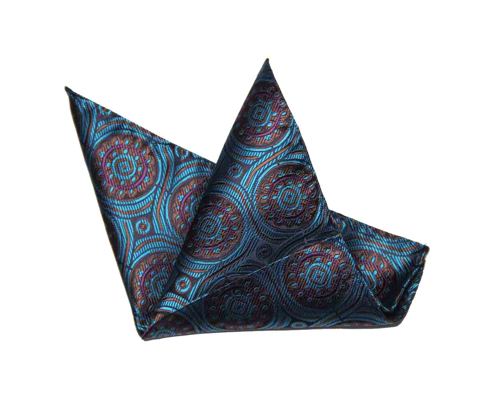Gascoigne Pocket Square Silk Teal Brown Purple Men's