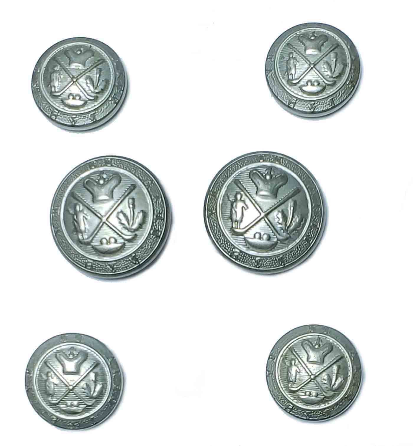 Club Room Royal Blackheath Golf Crest Blazer Buttons Set Gray Metal Shank Men's