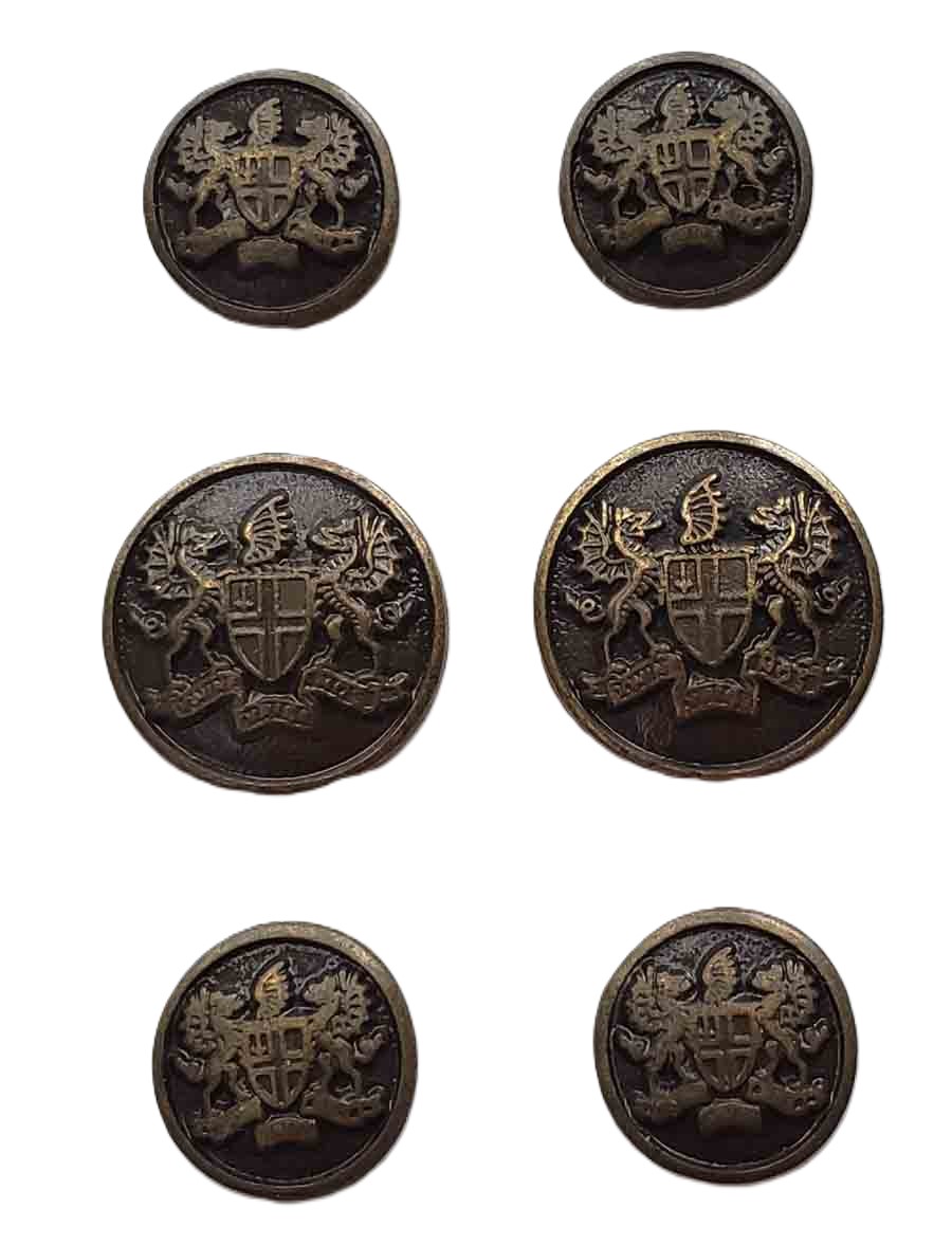 Vintage Haggar Blazer Buttons Set Semidome Antique Gold Brown Brass Griffins Shield C4E Men's