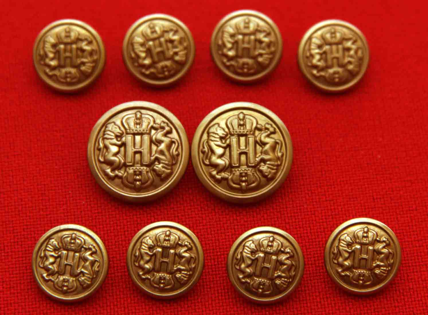 Vintage Haggar Blazer Buttons Set Gold Brass Shank Lion Shield Men's