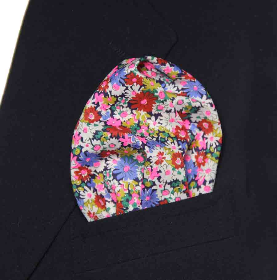 Hand Stitched Tana Lawn Cotton Pocket Square Floral Men's Hand Stitched Tana Lawn Cotton Pocket Square Floral Men's