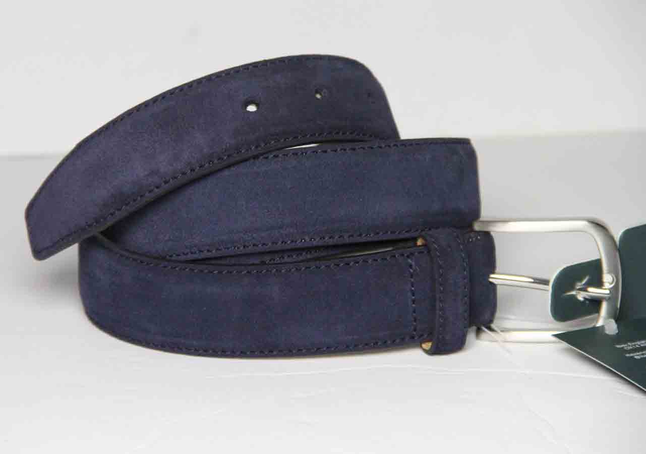IBEX ENGLAND Leather Suede Belt Navy Blue Men's Size XXL 42-44