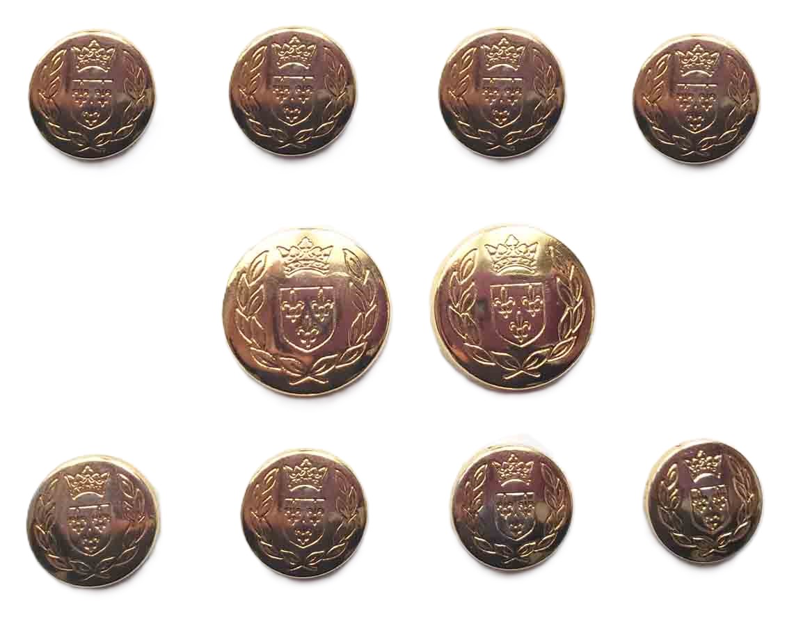 Vintage Jos A Bank Blazer Buttons Set Gold Brass Crown Fleur de Lis Shield Laurel Y7T Men's