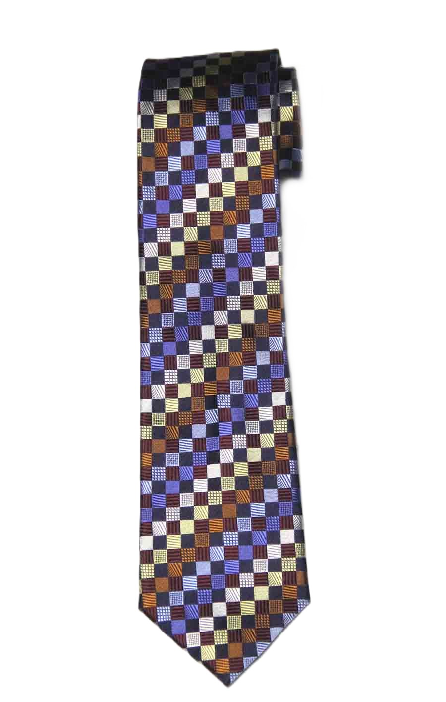 Jos A Bank Silk Tie Necktie Handmade Executive Collection Multicolor Check Pattern Men's Long