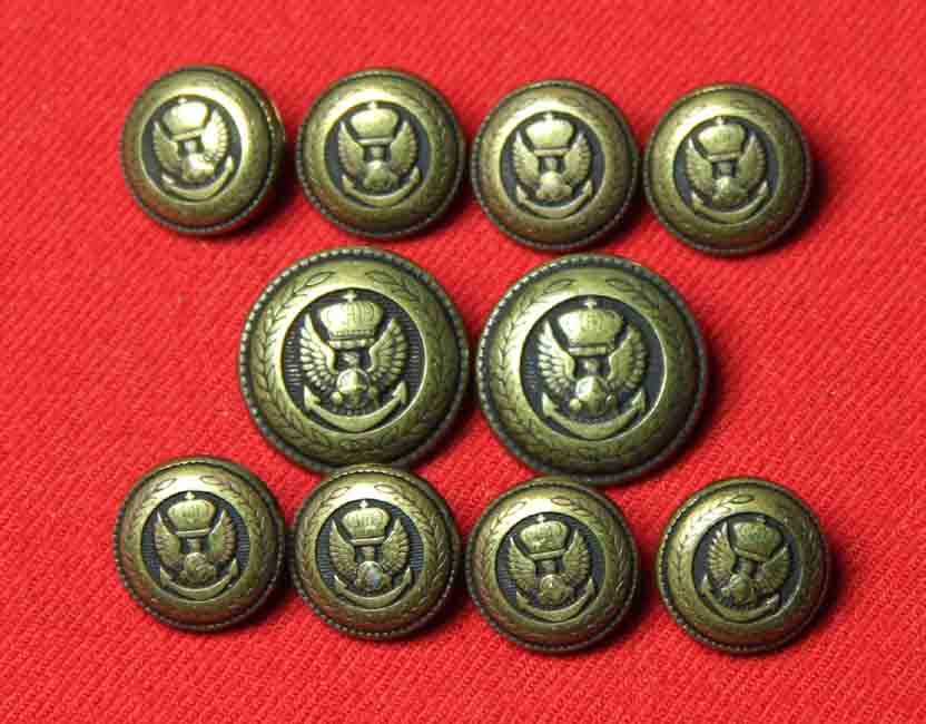 Vintage Jos A Bank Blazer Buttons Set Antique Gold Brass Alloy Shank Crown Eagle Anchor Men's