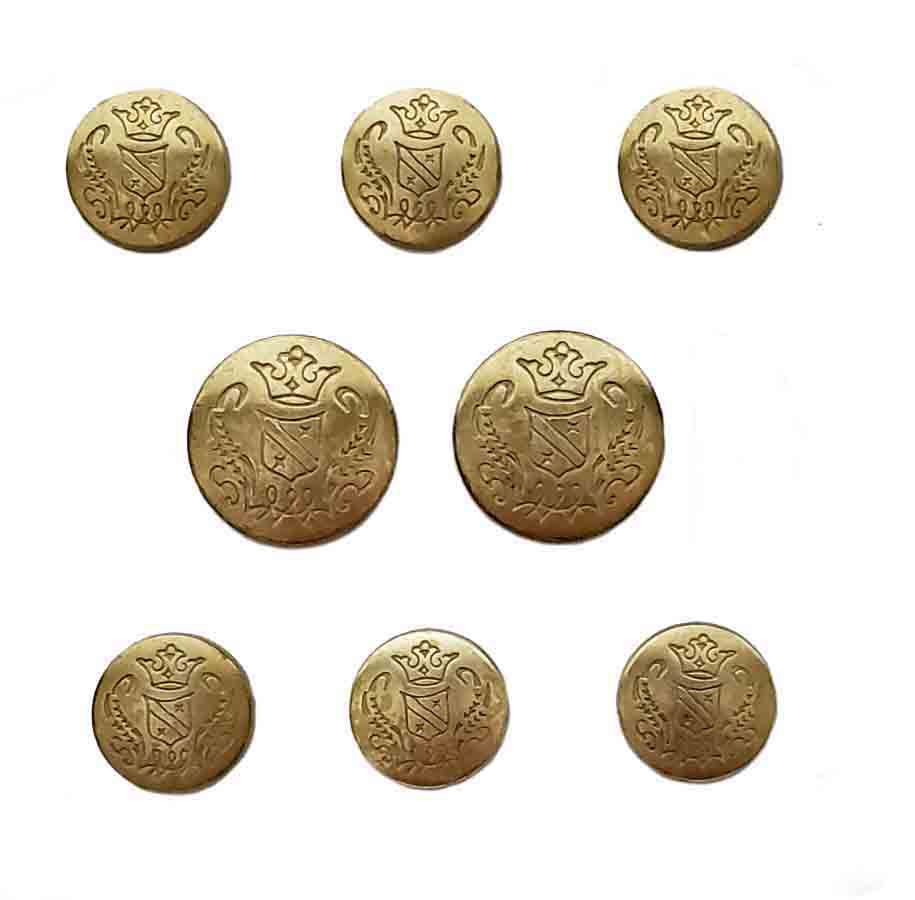 Vintage Jos A Bank Blazer Buttons Set Gold Brass Crown Shield Men's B7J