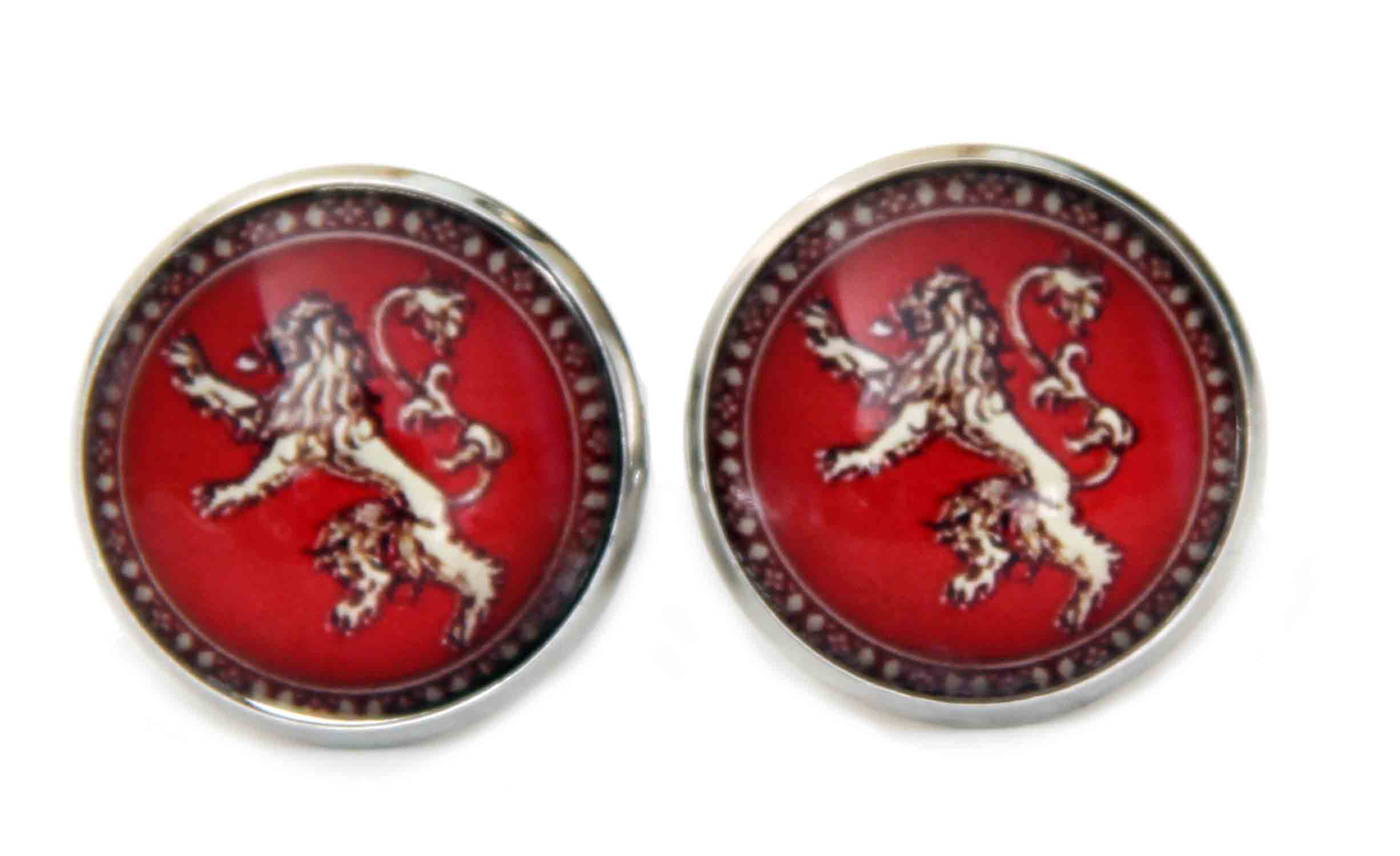 Gascoigne Cufflinks Heraldic Lion Metal Alloy Silver Red Men's