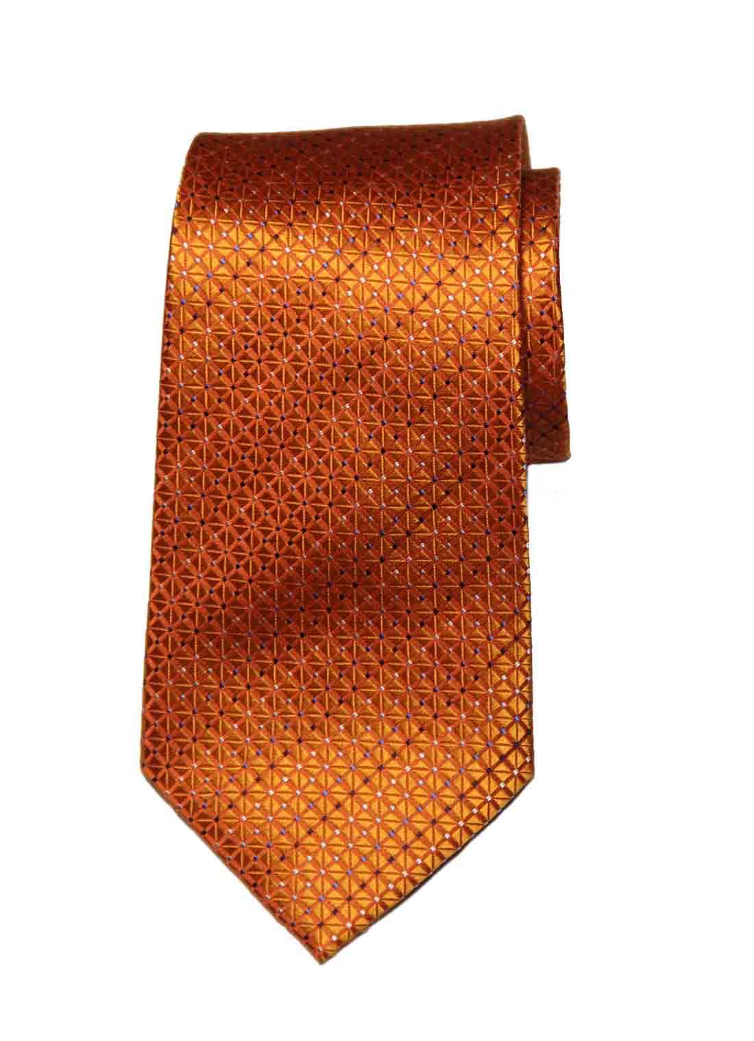 Michel Rene Silk Tie Orange Geometric Polka Dots Men's