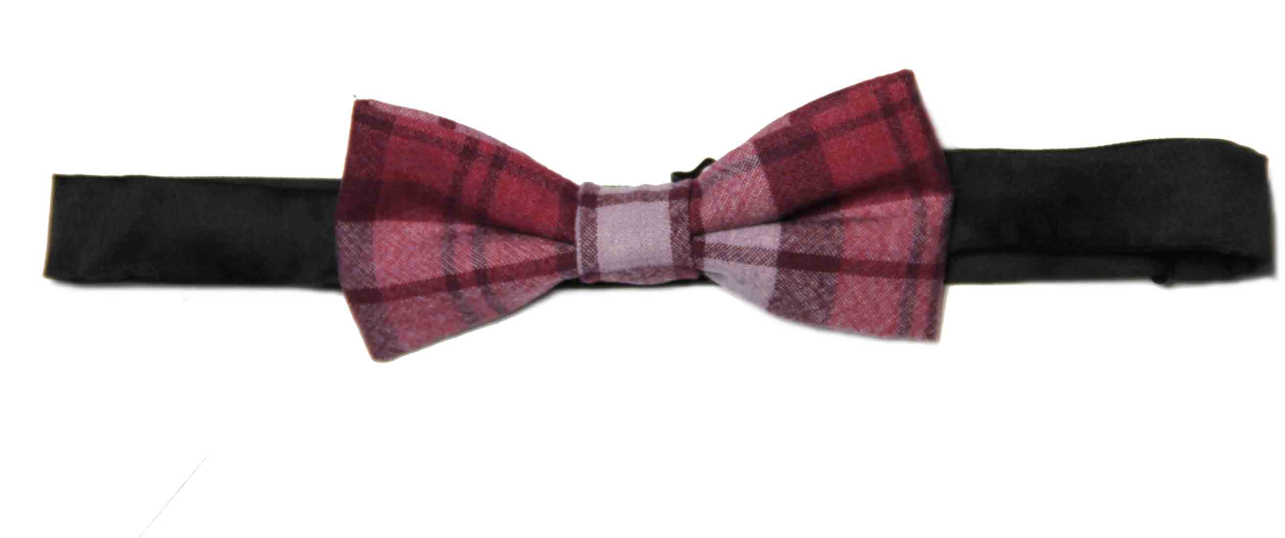 Noose & Monkey Bow Tie Cotton Plaid Red Purple Lavender Men's