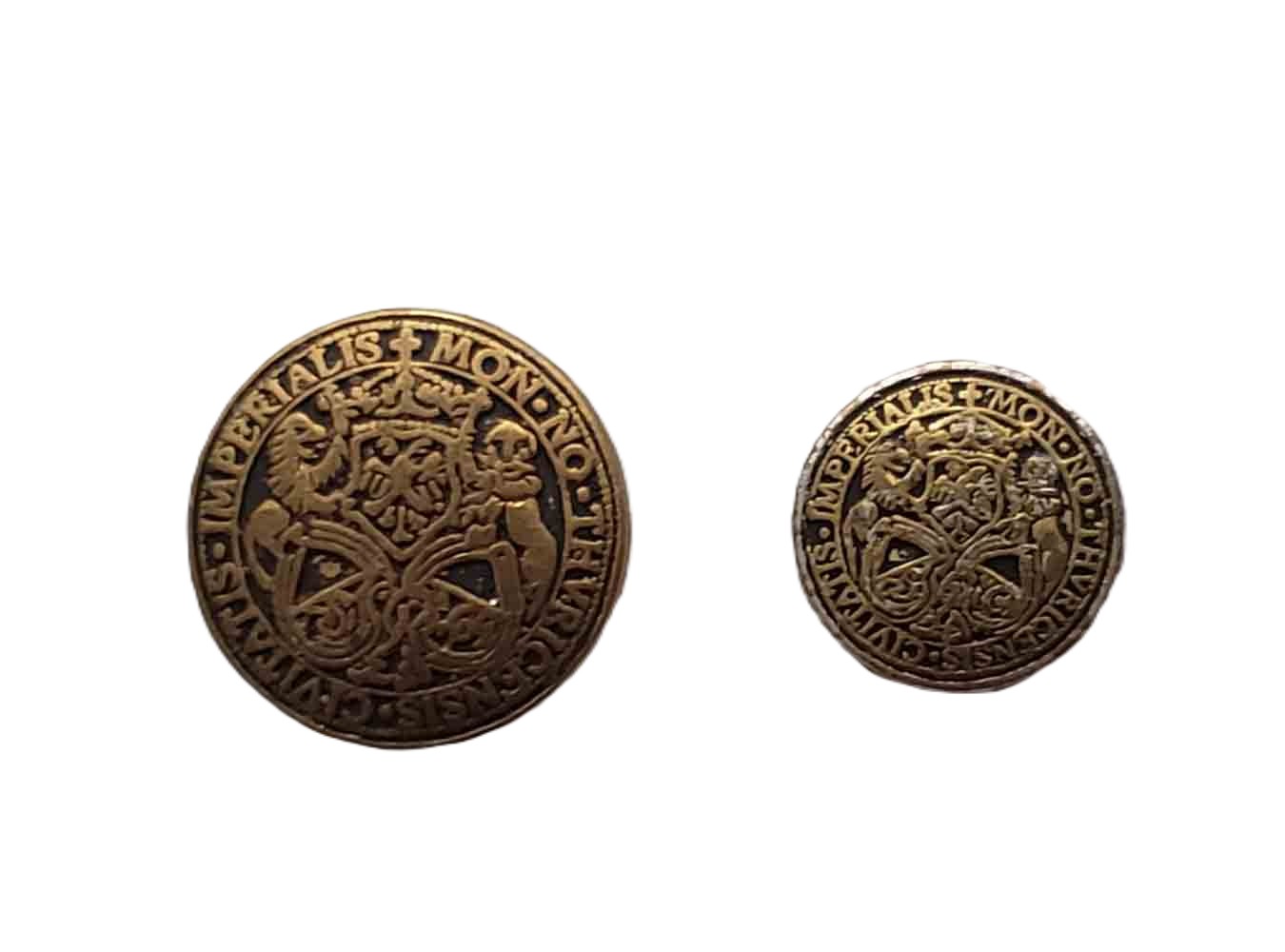 Two Vintage Spare Replacement Oscar de La Renta Antique Gold Brass Blazer Buttons  H2Q Men's