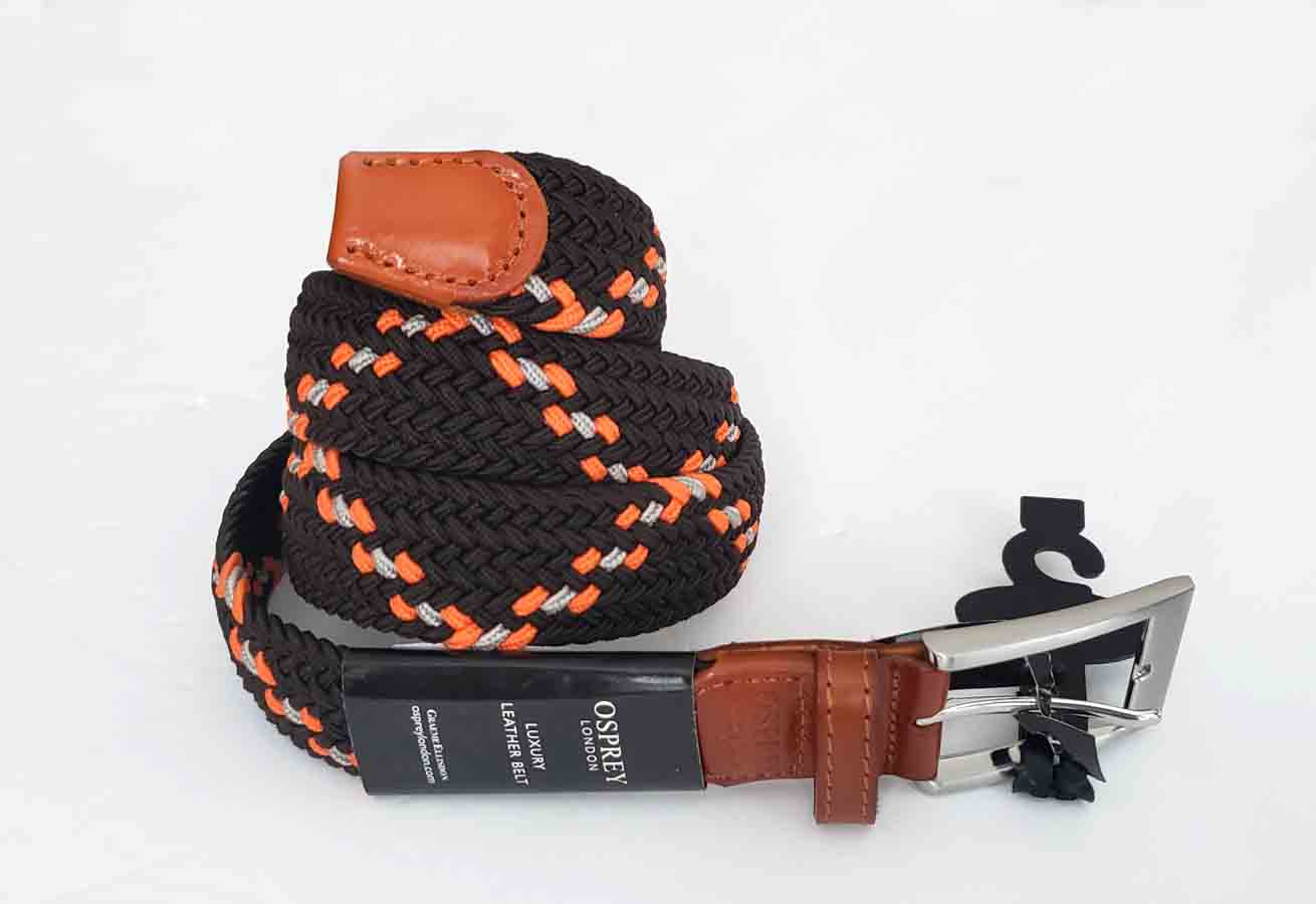 Osprey London Braided Belt Brown Orange Gray Men's Size USA 34 or UK Small