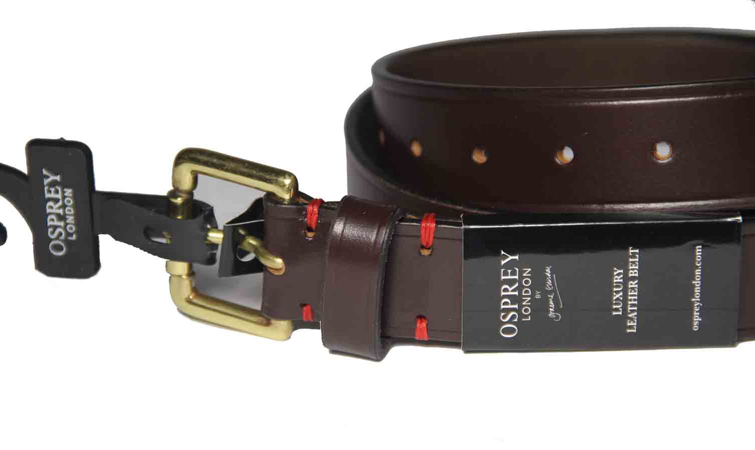 Osprey London Santiago Belt Chocolate Brown Saddle Leather Men's Size 40