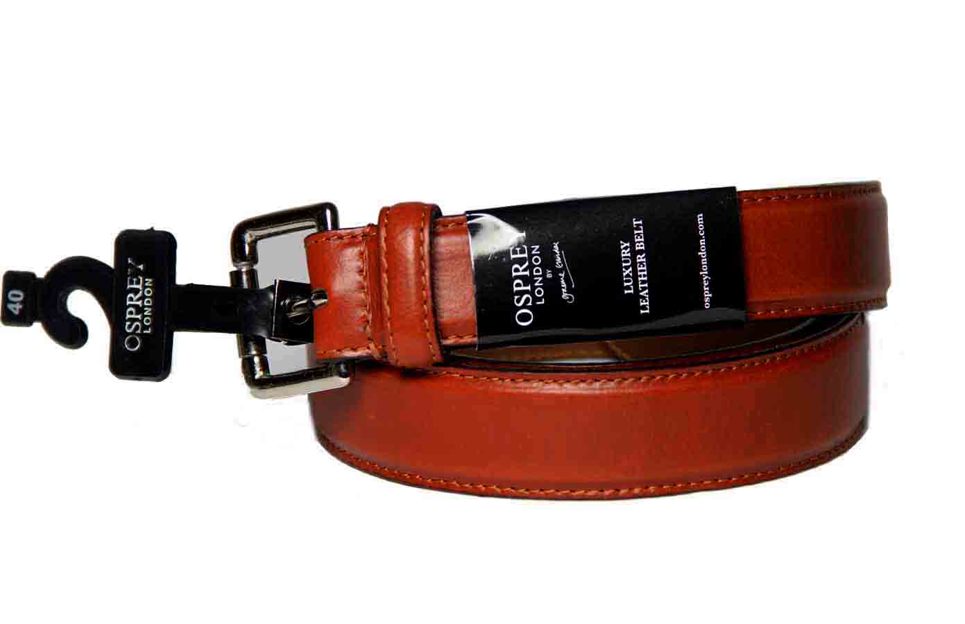 Osprey London Luxury Saddle Leather Belt Cognac Men's Size 40