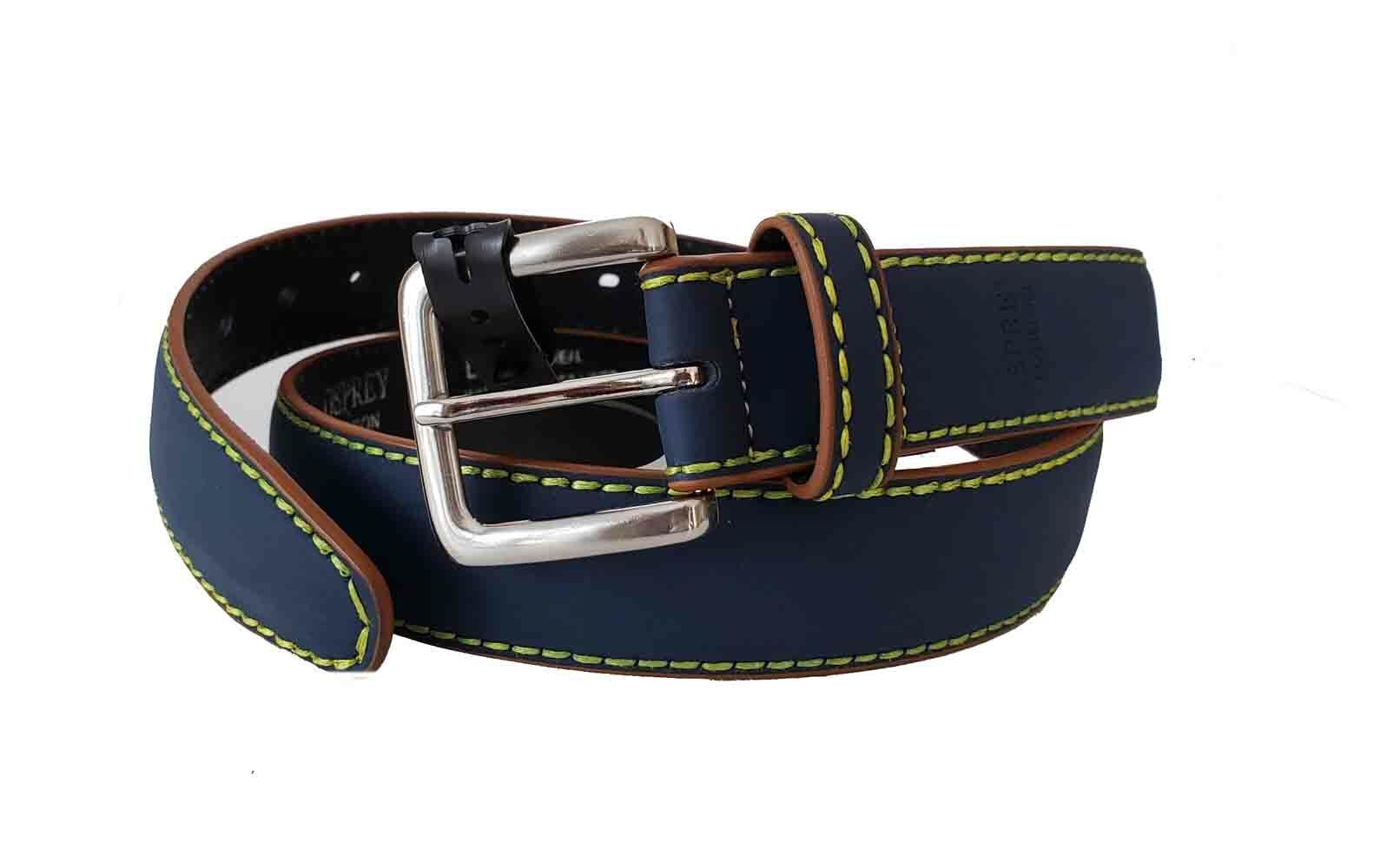 Osprey London Leather Belt Navy Blue Green Tan Men's Size Medium or 36-40