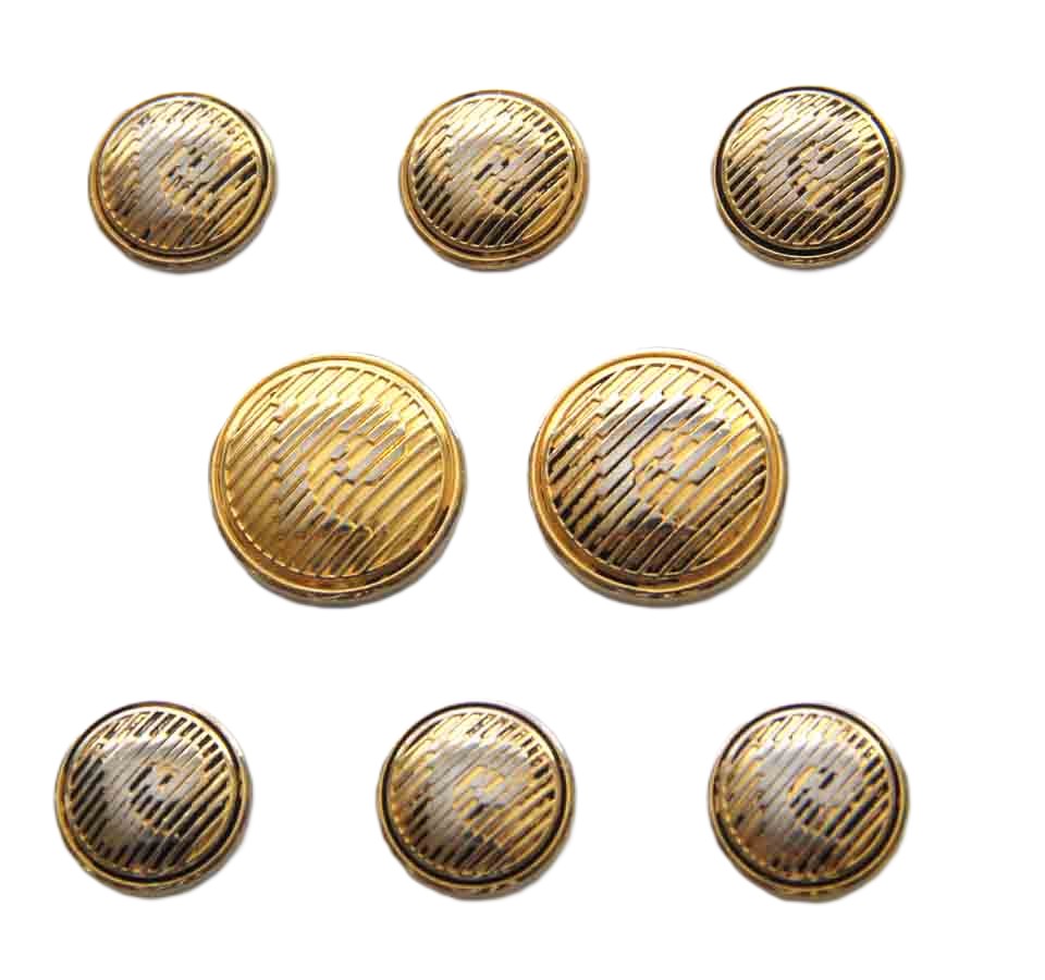 Rare Vintage Pierre Cardin Gold Brass Semidome Blazer Buttons Set P Monogram Men's