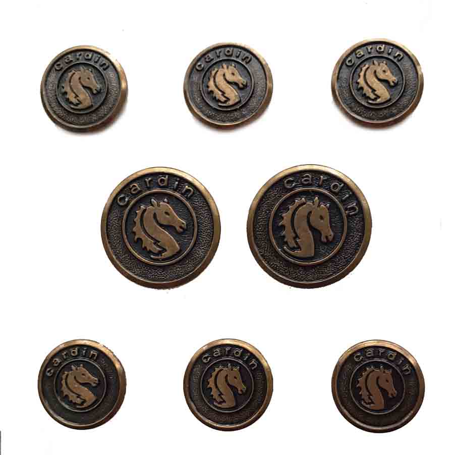 Vintage Pierre Cardin by Waterbury Blazer Buttons Set Antique Gold Brown X5J Men's