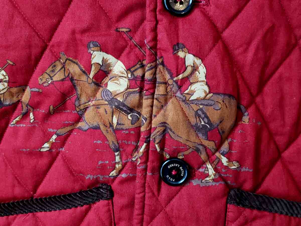 Polo RALPH LAUREN Equestrian Barn Jacket Coat Quilted Red Brown Men's Size Small