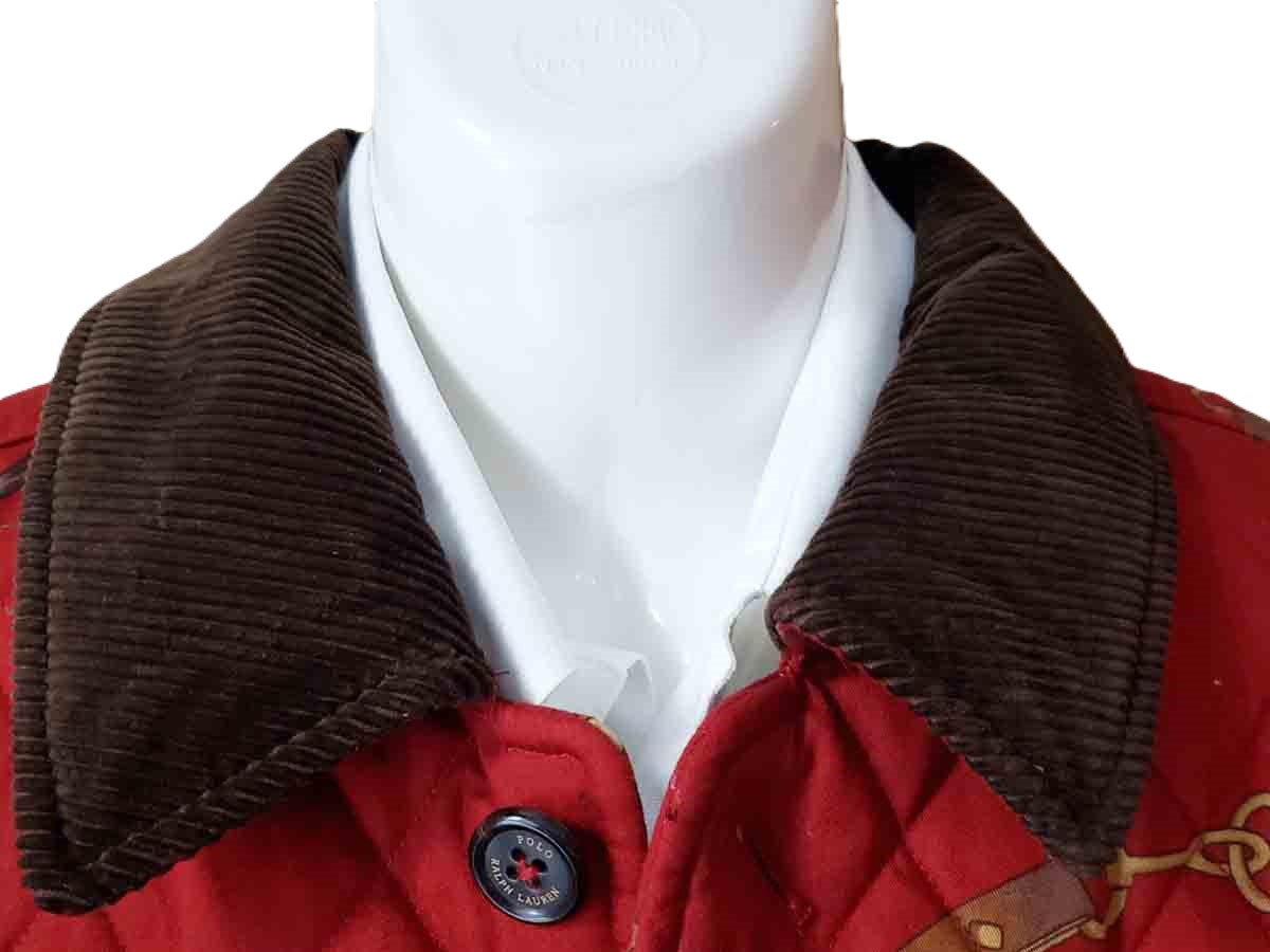 Polo RALPH LAUREN Equestrian Barn Jacket Coat Quilted Red Brown Men's Size Small