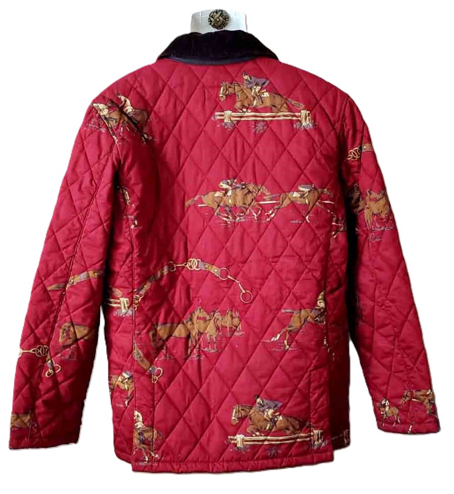 Polo RALPH LAUREN Equestrian Barn Jacket Coat Quilted Red Brown Men's Size Small