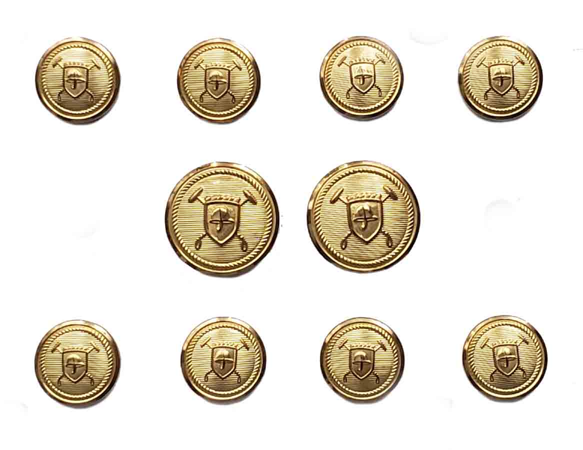 Vintage Polo by Ralph Lauren by Waterbury Blazer Buttons Set Gold Brass Helmet Shield Mallets D8K Men's