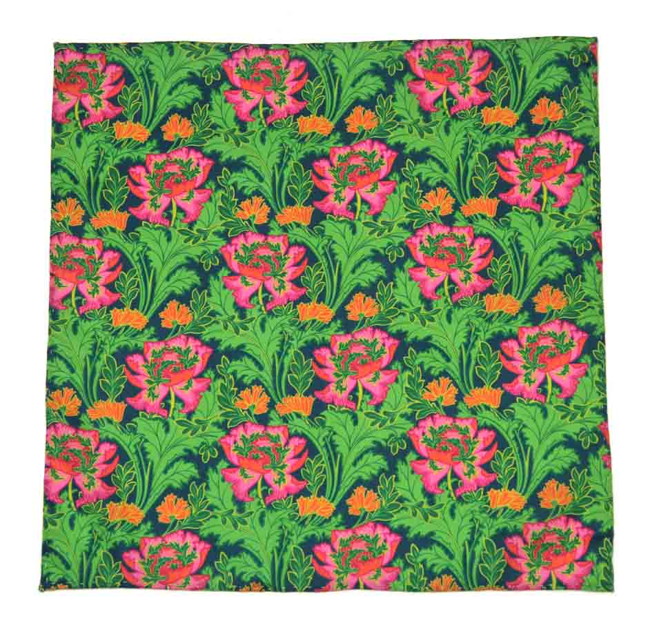 Hand Stitched Tana Lawn Italian Cotton Fabric Pocket Square Poppy Flair Floral Men's Hand Stitched Tana Lawn Italian Cotton Fabric Pocket Square Poppy Flair Floral Men's