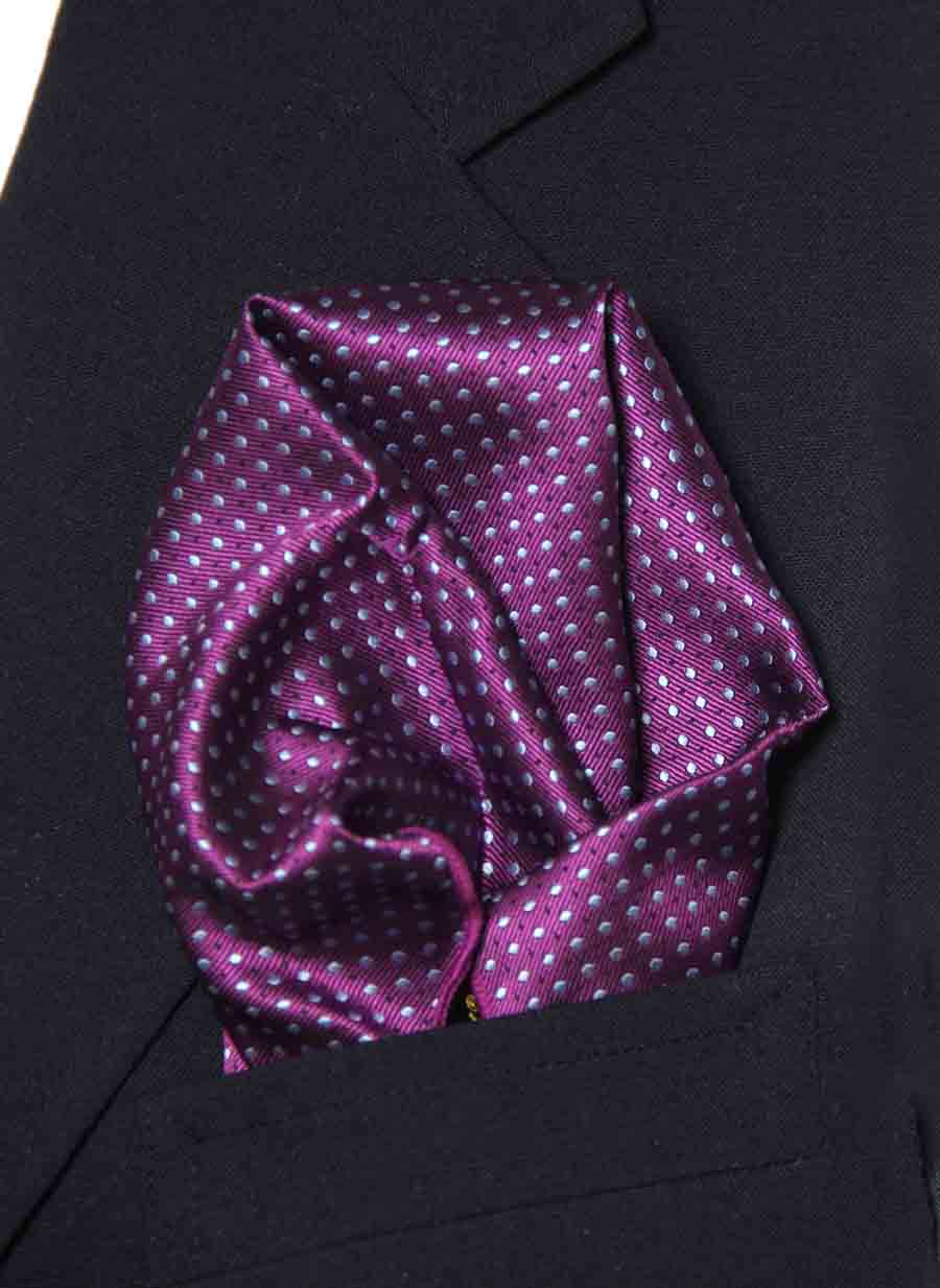 SW for Gascoigne Purple Polka Dot Pocket Square Men's