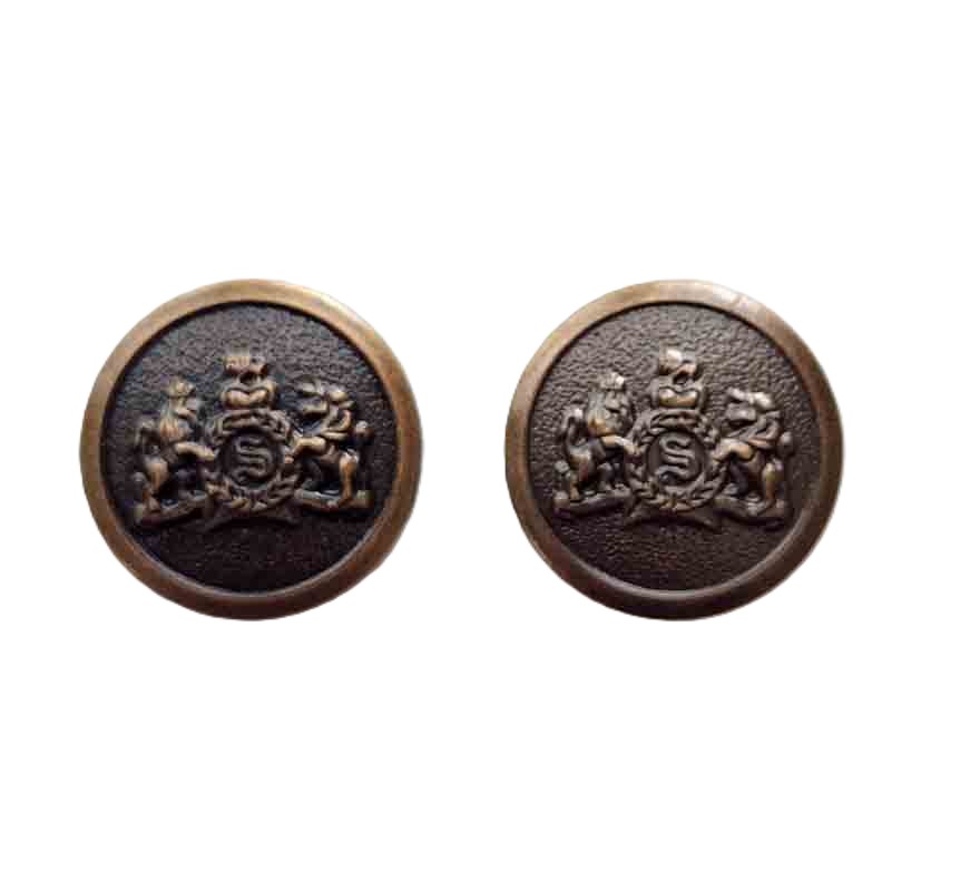 Two Vintage Stafford Blazer Buttons Antique Gold Brown Brass Lion Unicorn S Monogram Shield Pattern C9X Men's