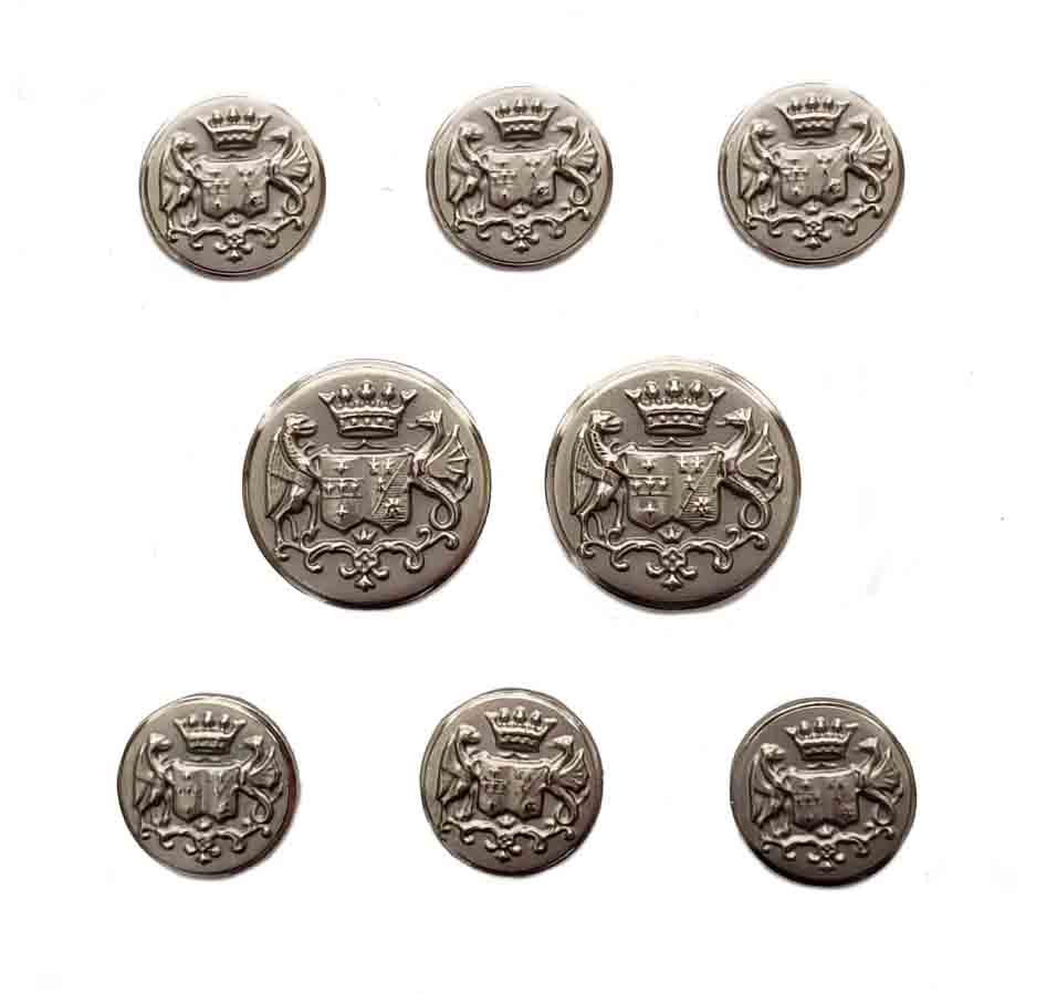 Vintage Stanley Blacker Blazer Buttons Set Silver Gray Crown Griffins Shield Metal X4T Men's