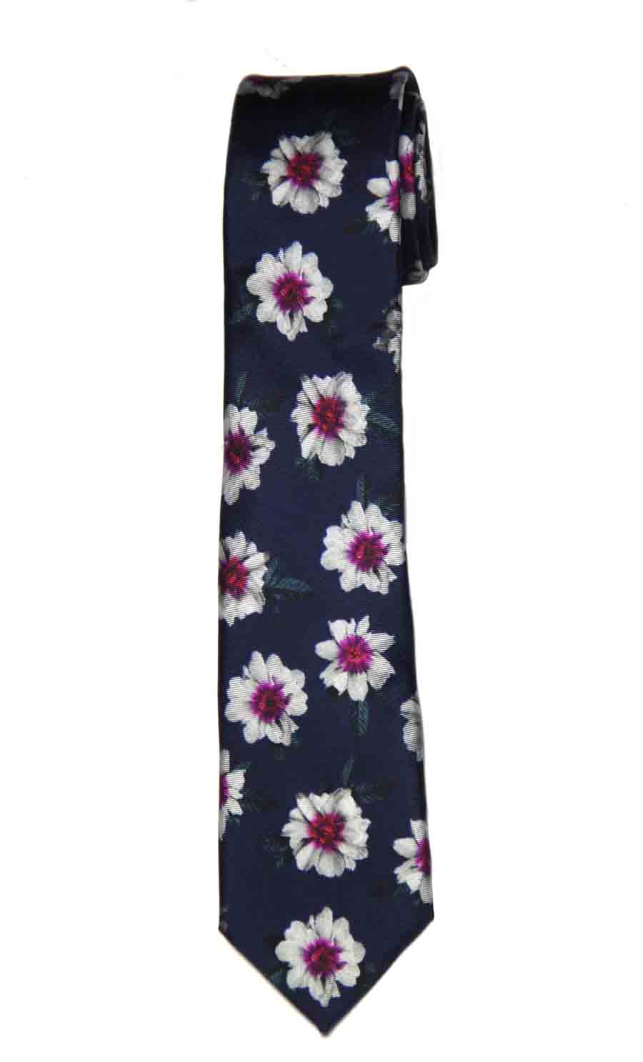 Ted Baker London Italian Silk Tie Navy Blue Floral Men's Narrow Ted Baker London Italian Silk Tie Navy Blue Floral Men's Narrow