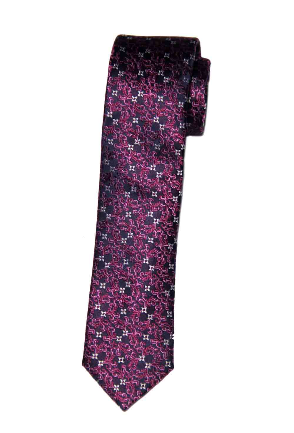 Ted Baker Mulberry Silk Tie Pink Purple Black White Floral Scroll Men's Ted Baker Mulberry Silk Tie Pink Purple Black White Floral Scroll Men's